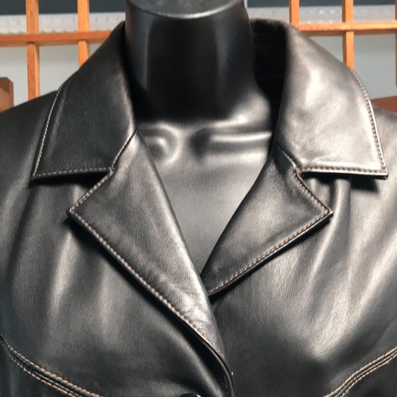 Stylish soft black leather jacket size Large - Picture 2 of 7